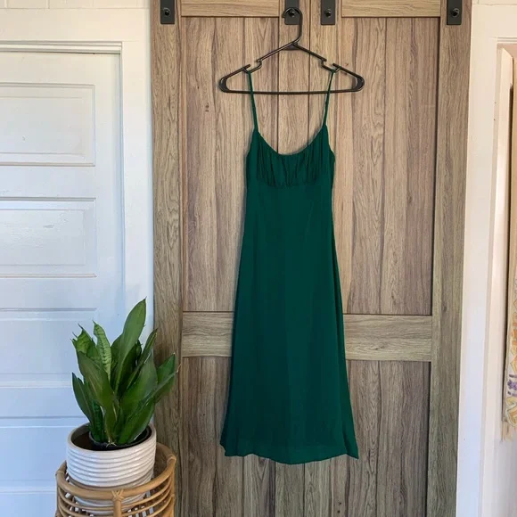 green emerald velvet dress Rent The Breslin Metallic Green Midi Dress By Reformation